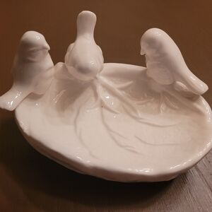 White Ceramic Bird Dish
